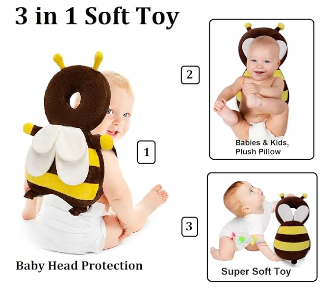 Baby Head Protector Cushion Plush Soft Multicolor Toy Early Learning Toy Fall Protection Helmet Baby Head Protector Child Adjustable Shoulder Strap